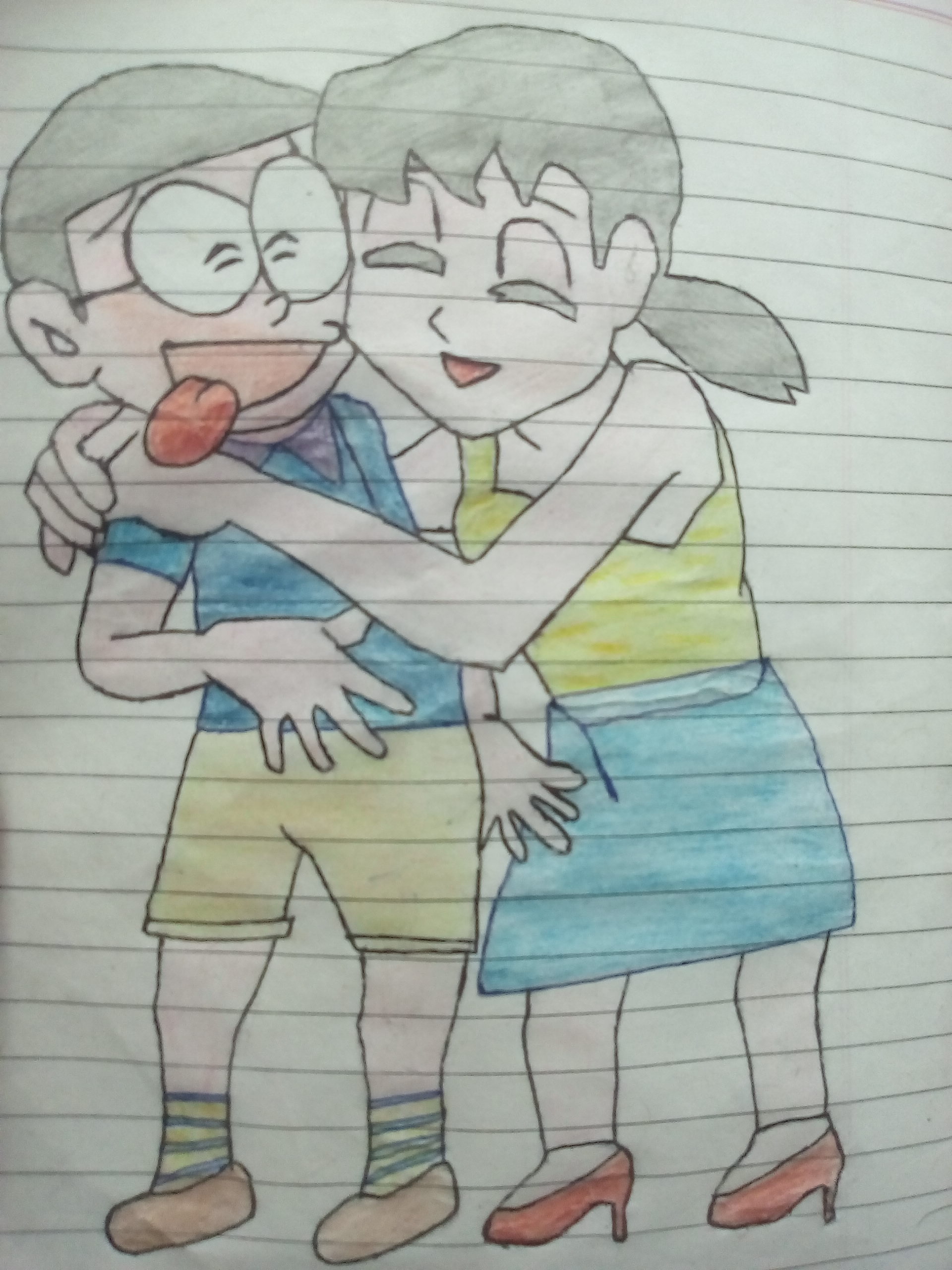 Nobita with Shizuka